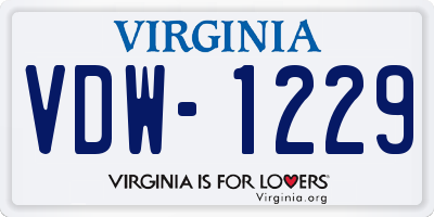 VA license plate VDW1229