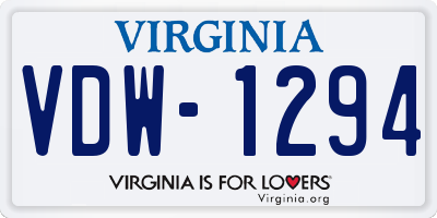 VA license plate VDW1294