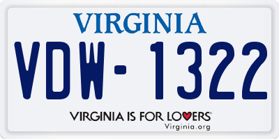 VA license plate VDW1322