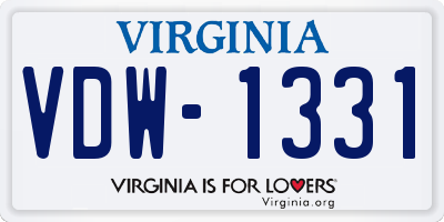 VA license plate VDW1331