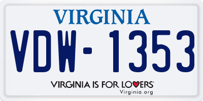VA license plate VDW1353
