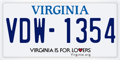 VA license plate VDW1354
