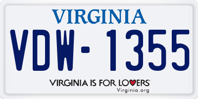 VA license plate VDW1355