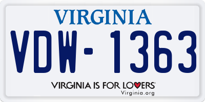 VA license plate VDW1363