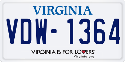VA license plate VDW1364