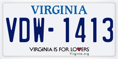 VA license plate VDW1413