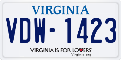 VA license plate VDW1423