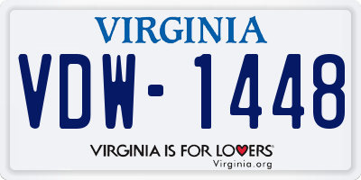 VA license plate VDW1448
