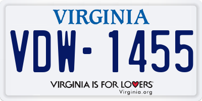 VA license plate VDW1455