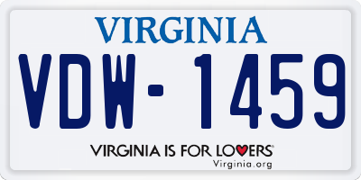 VA license plate VDW1459