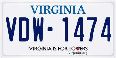 VA license plate VDW1474
