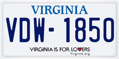 VA license plate VDW1850
