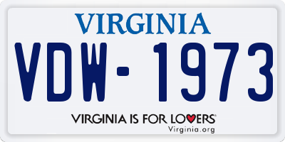 VA license plate VDW1973