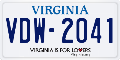 VA license plate VDW2041