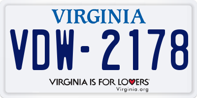 VA license plate VDW2178