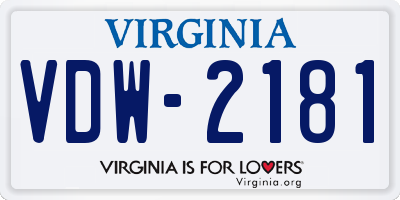 VA license plate VDW2181