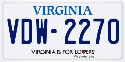 VA license plate VDW2270