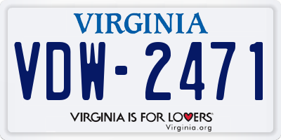 VA license plate VDW2471
