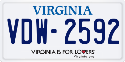 VA license plate VDW2592