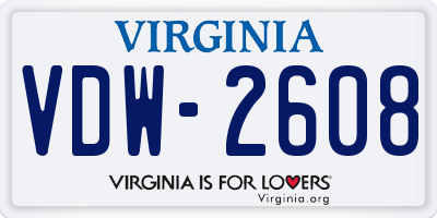 VA license plate VDW2608