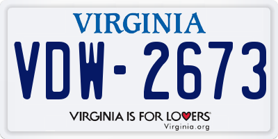 VA license plate VDW2673