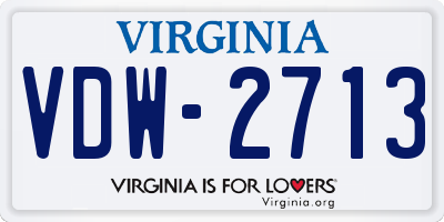 VA license plate VDW2713