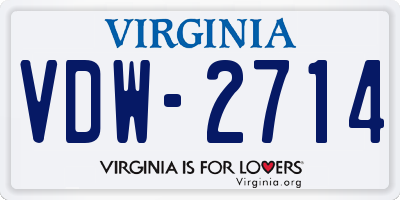 VA license plate VDW2714