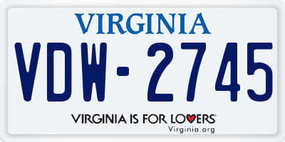 VA license plate VDW2745