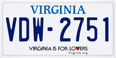 VA license plate VDW2751
