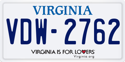 VA license plate VDW2762