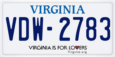 VA license plate VDW2783