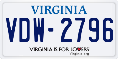 VA license plate VDW2796