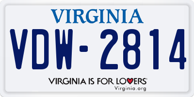 VA license plate VDW2814