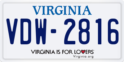 VA license plate VDW2816