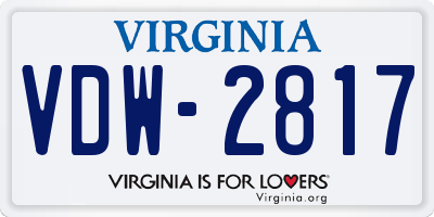 VA license plate VDW2817