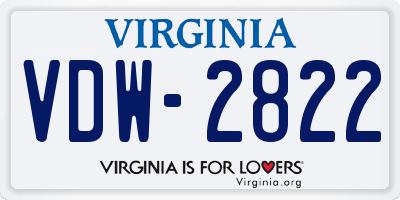 VA license plate VDW2822