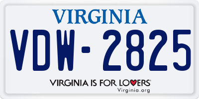 VA license plate VDW2825