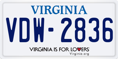 VA license plate VDW2836