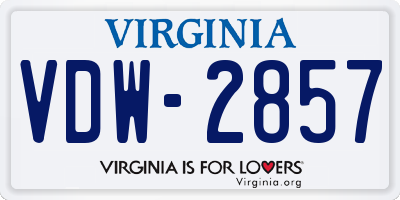 VA license plate VDW2857