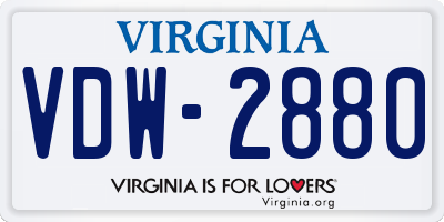 VA license plate VDW2880