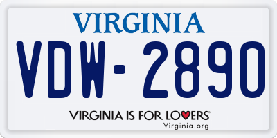 VA license plate VDW2890