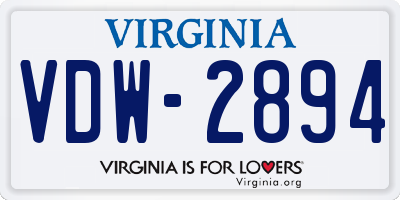 VA license plate VDW2894