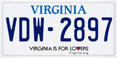 VA license plate VDW2897