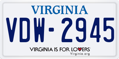 VA license plate VDW2945