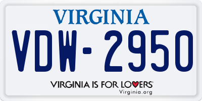 VA license plate VDW2950