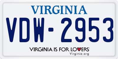 VA license plate VDW2953