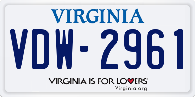 VA license plate VDW2961