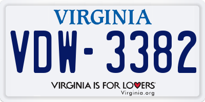VA license plate VDW3382