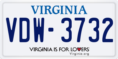 VA license plate VDW3732