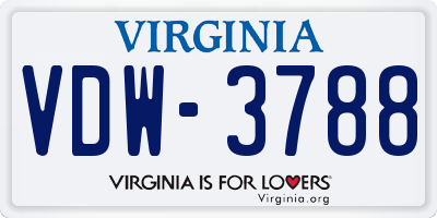 VA license plate VDW3788